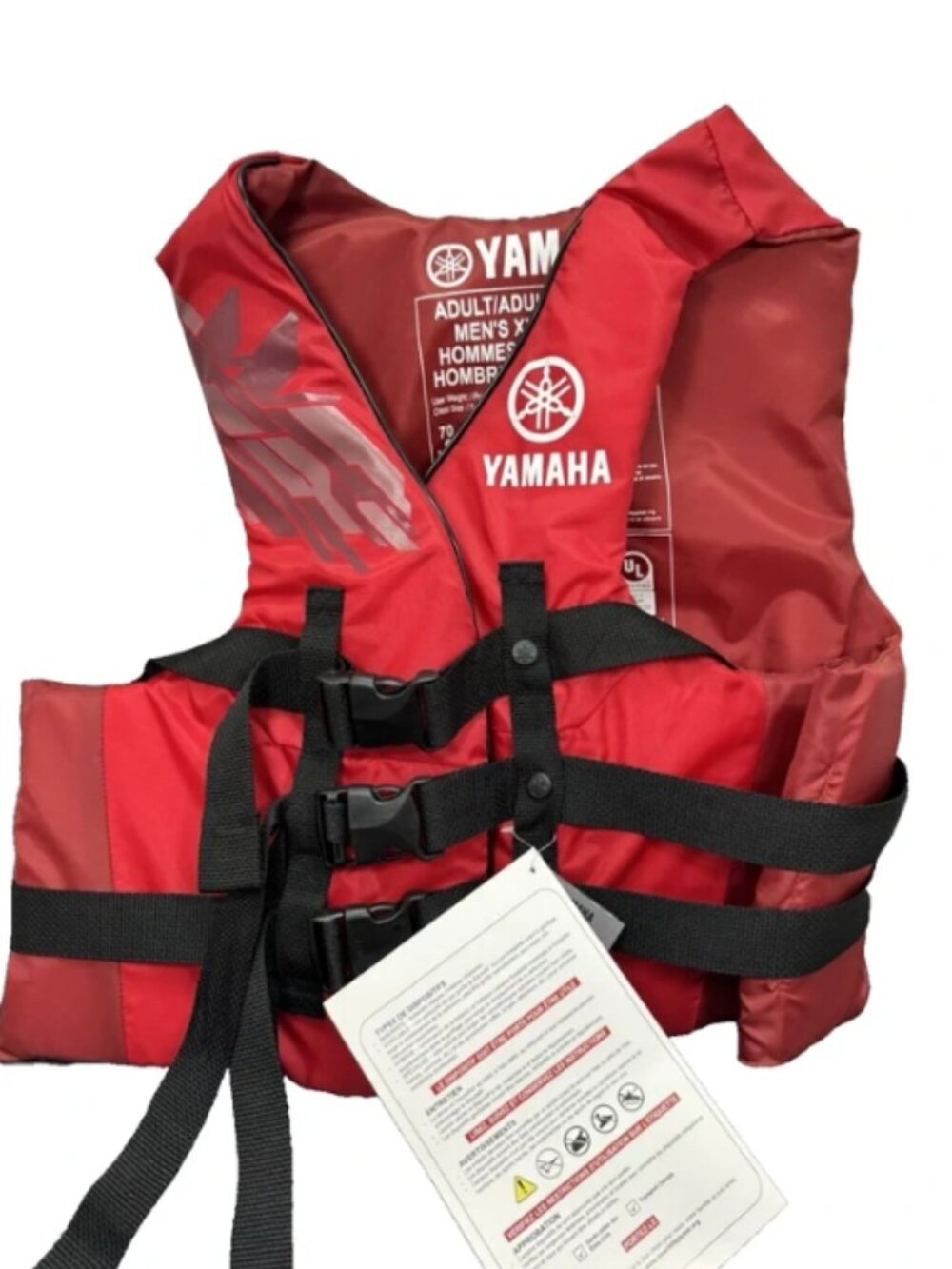 Yamaha Men's Nylon 3-Buckle PFD Life Vest Jacket Red 4XL MAR-23V3B-RD-4X
